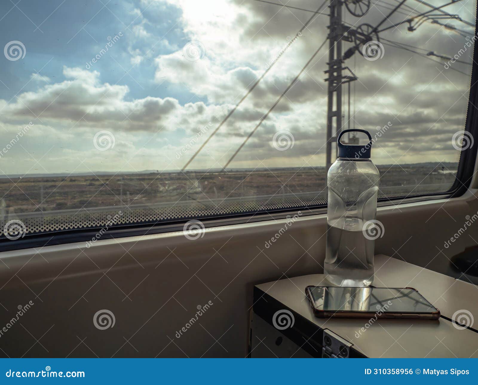 view from a spanish renfe train traveling at high speed in andalusia