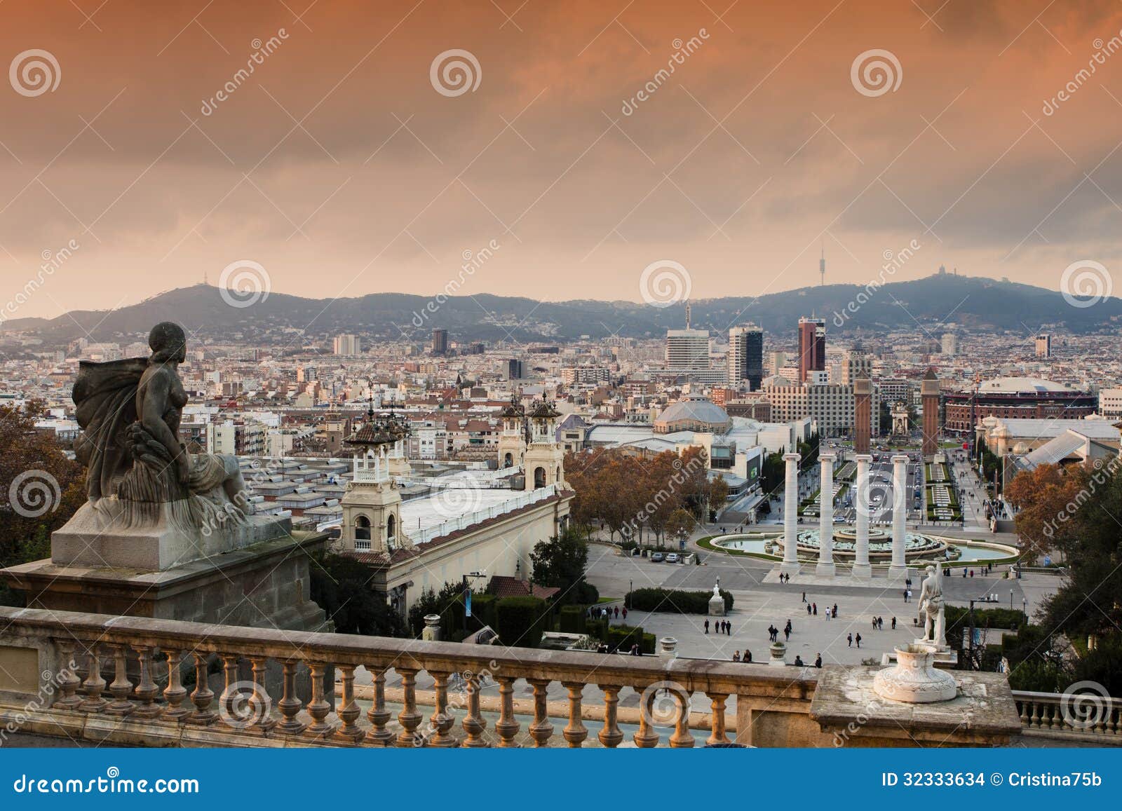View of the Spanish Steps in Barcelona Stock Photo Image of statues