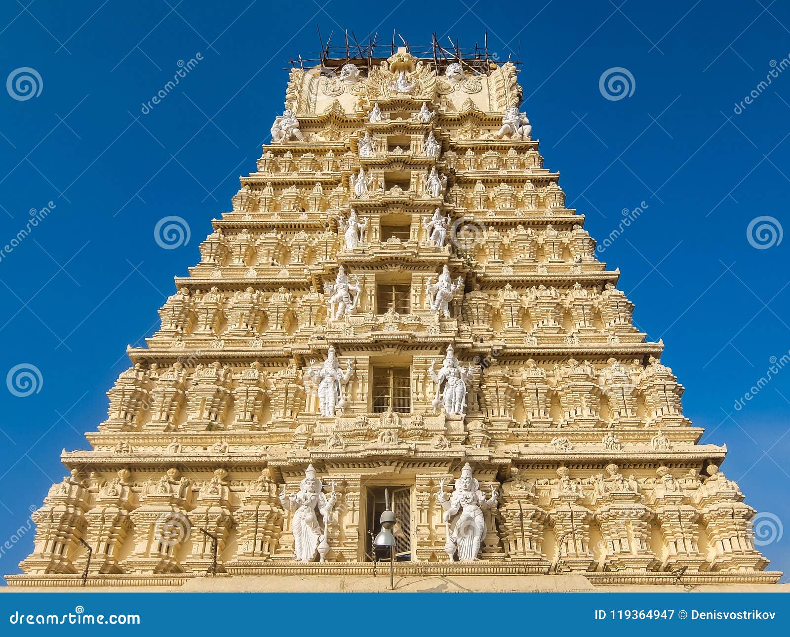 view of sri chamundeshwari temple, located on chamundi hills near mysore.