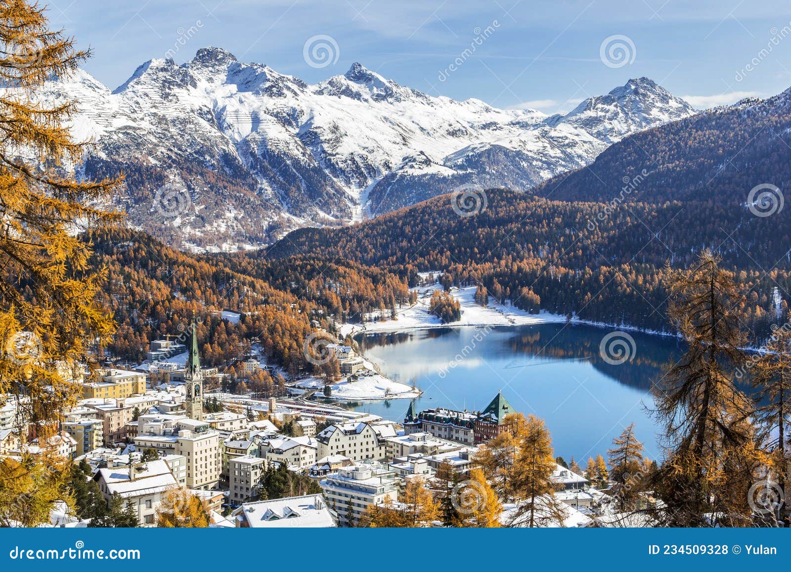 view of st. moritz, the famouse resort region from the high h