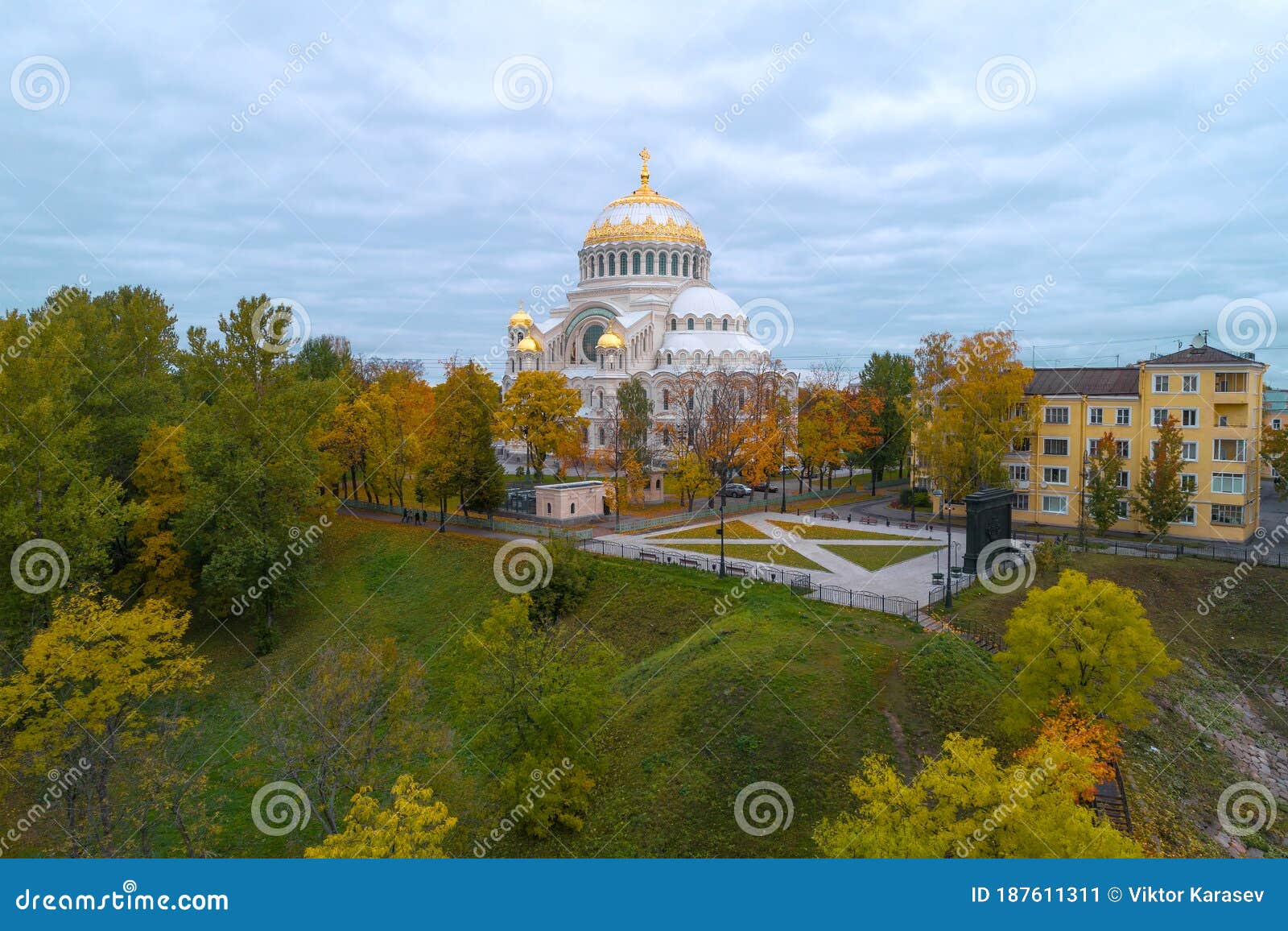 view of the st. nicholas naval cathedral. kronshtadt, saint petersburg