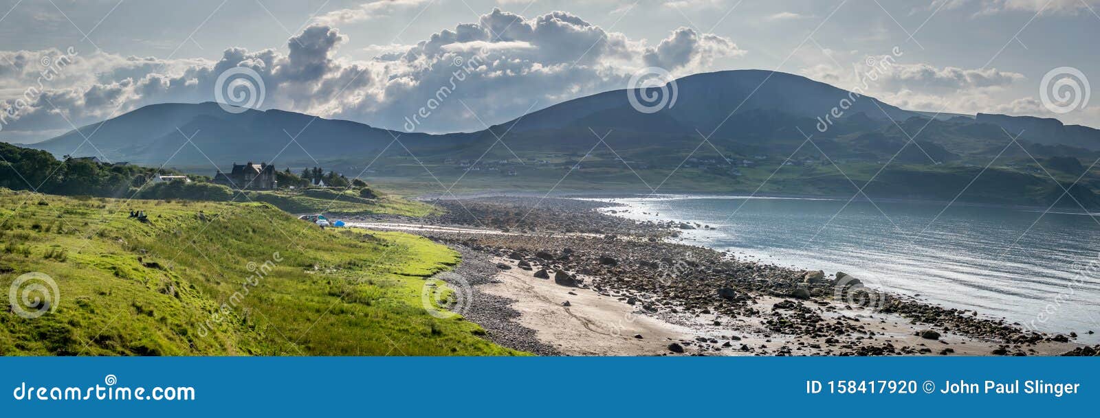 a view of staffin island and staffin harbour. garrafad bay and an corran beach