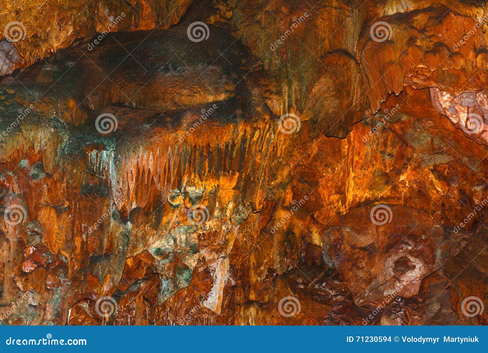 view of the stalactites and stalagmites in damlatas caves. alania. turkey.