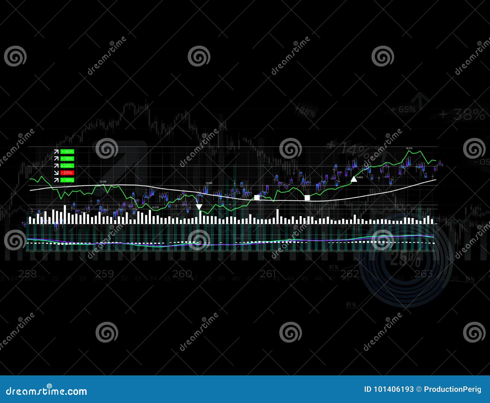 Stock Exchange Trading Data Information Isolated on a Background Stock