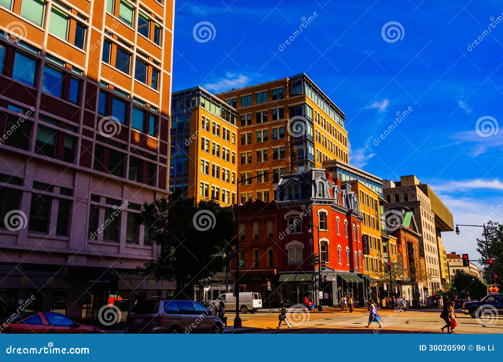 The view of street editorial image. Image of tree, cross 30020590