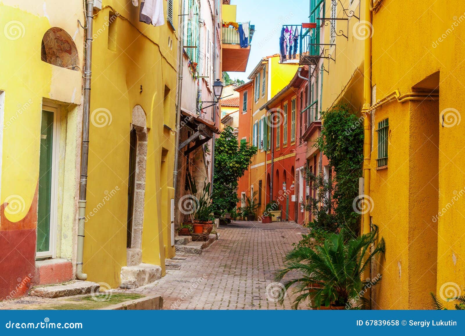 view of streets. villefranche-sur-mer, nice, french riviera.