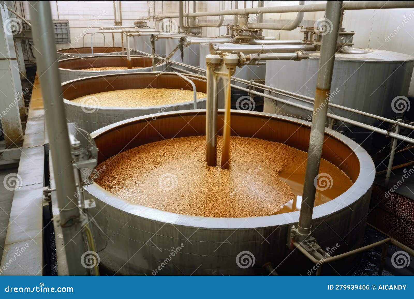 view of the sugar refining process, with molasses being separated from the sugar crystals in large centrifuges