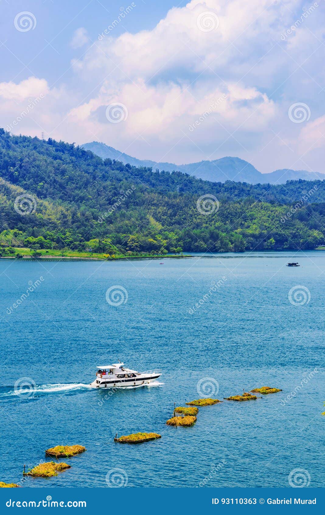 View of Sun Moon Lake with a Boat Stock Image Image of getaway, rural