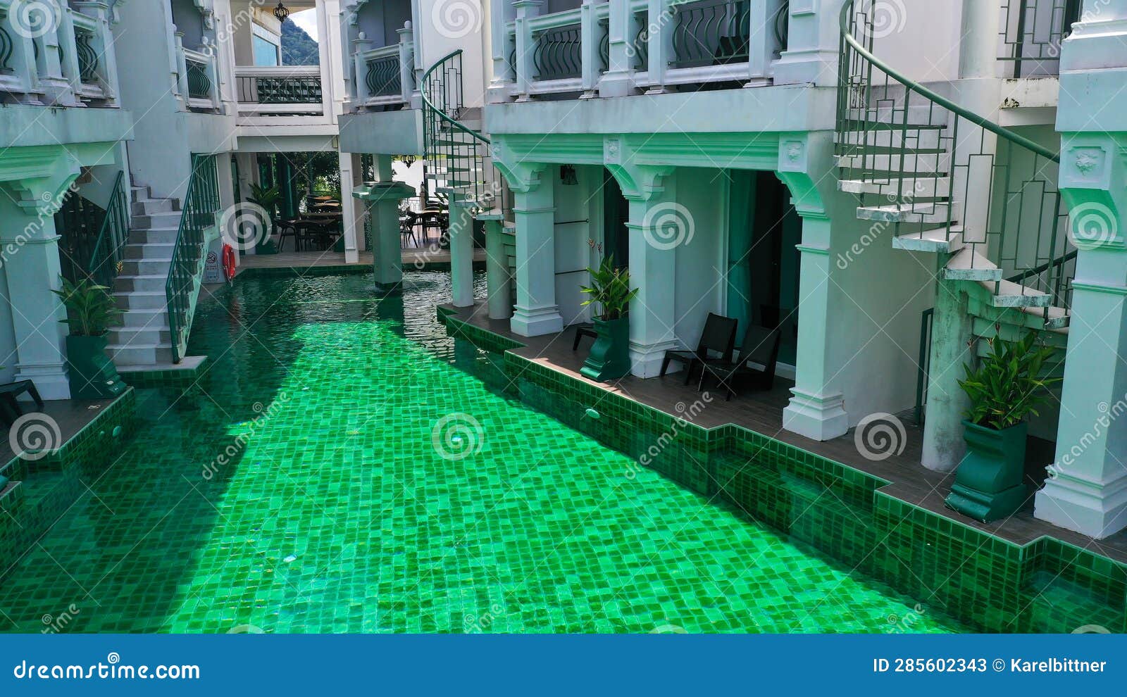 View of Swimming Pool Inside the Hotel. Green Color of Swimming Pool at ...