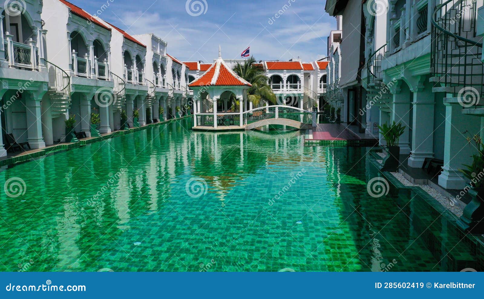 View of Swimming Pool Inside the Hotel. Green Color of Swimming Pool at ...