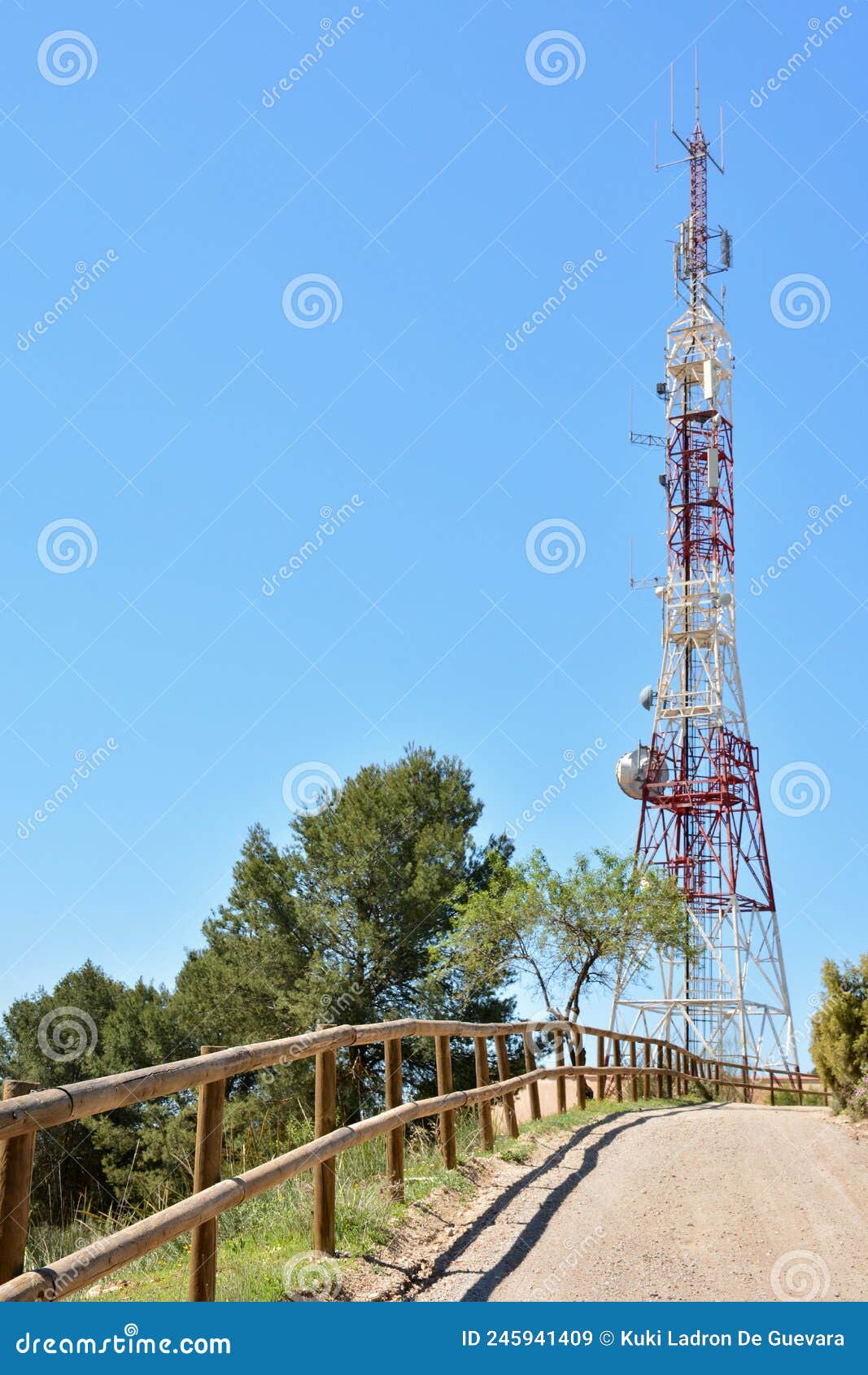 telecommunications tower with multiple antennas