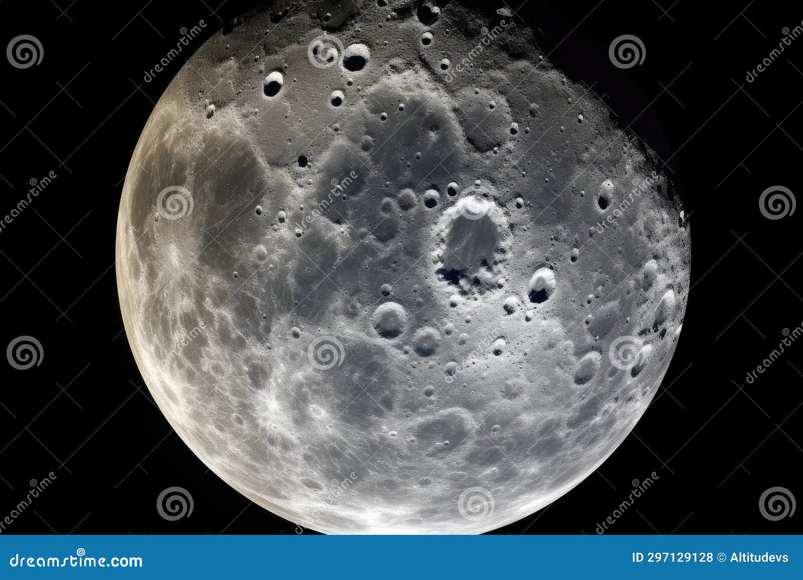 View through a Telescope Eyepiece, Focused on the Moon Stock Photo