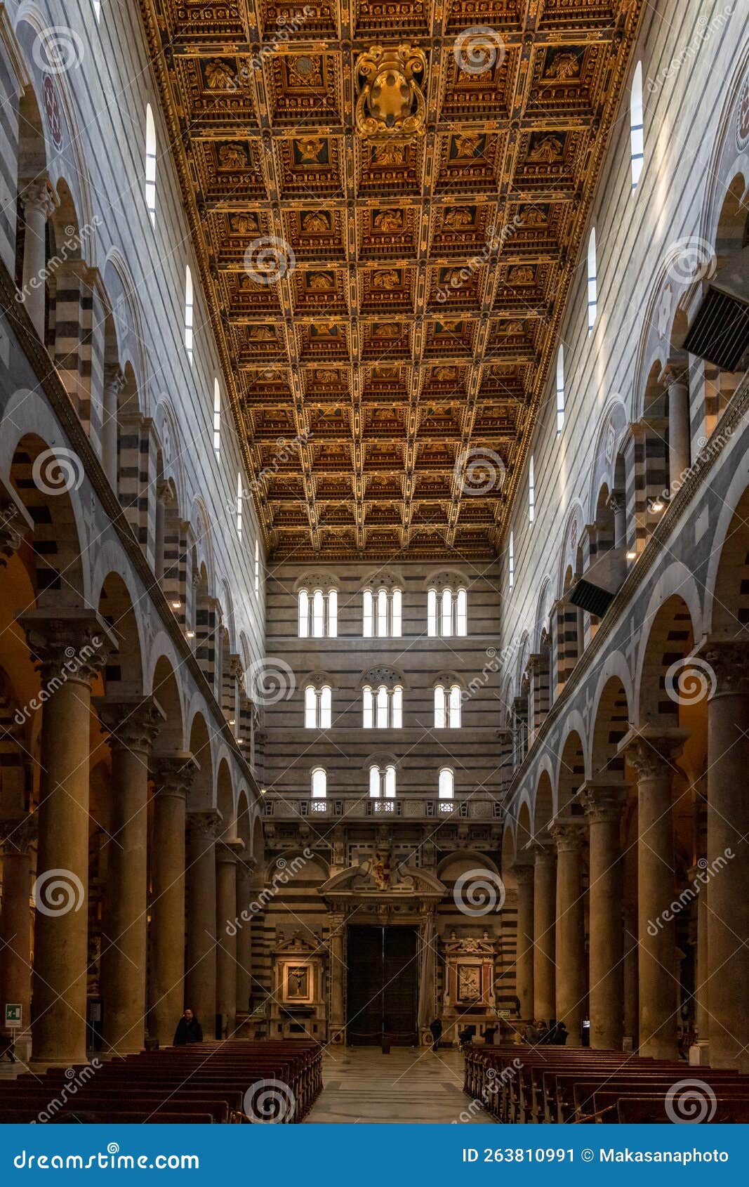 View of Ther Coffer Ceiling Inside the Medieval Pisa Cathedral Stock ...