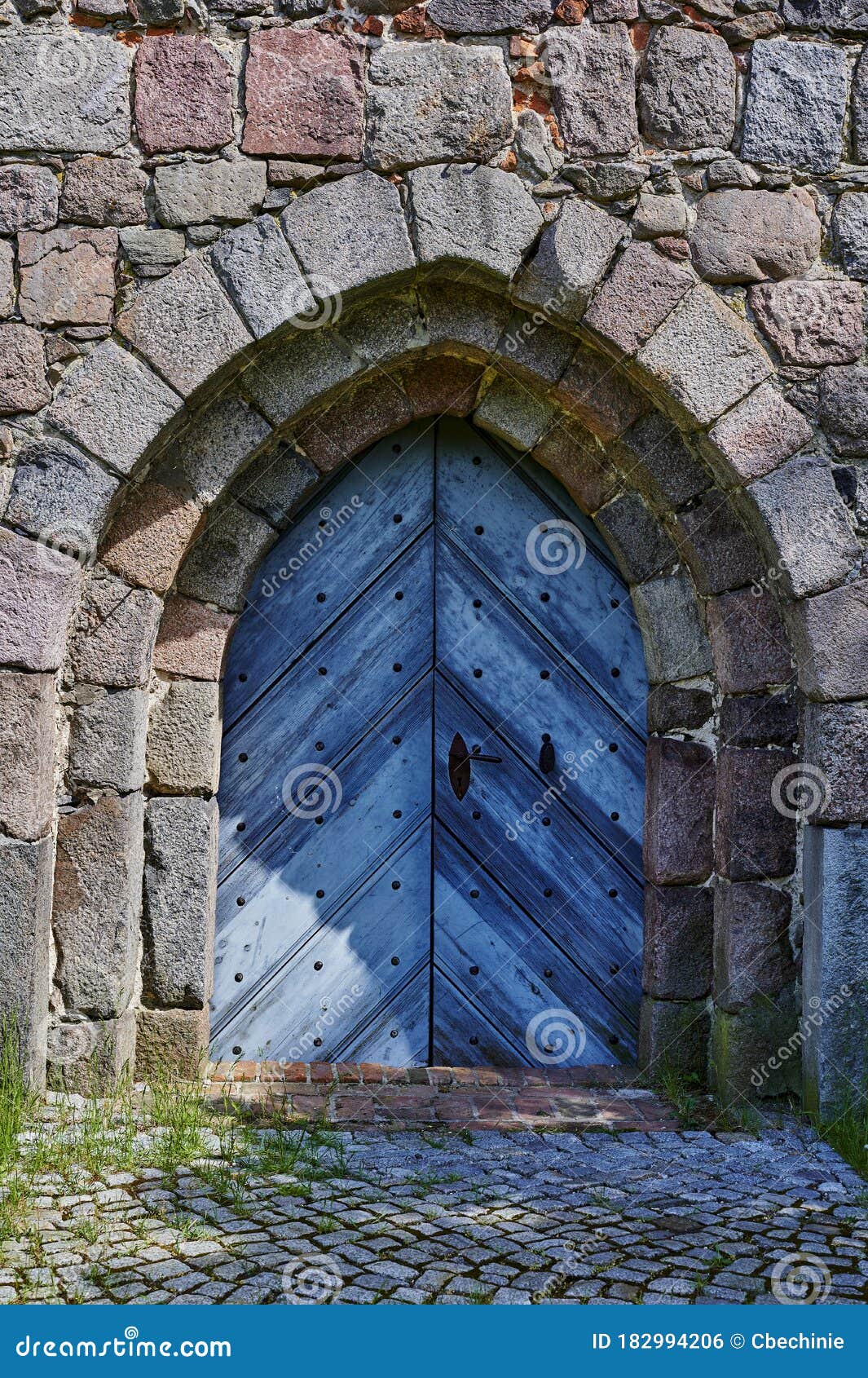 View To the Entrance of a Medieval Village Church in the State of