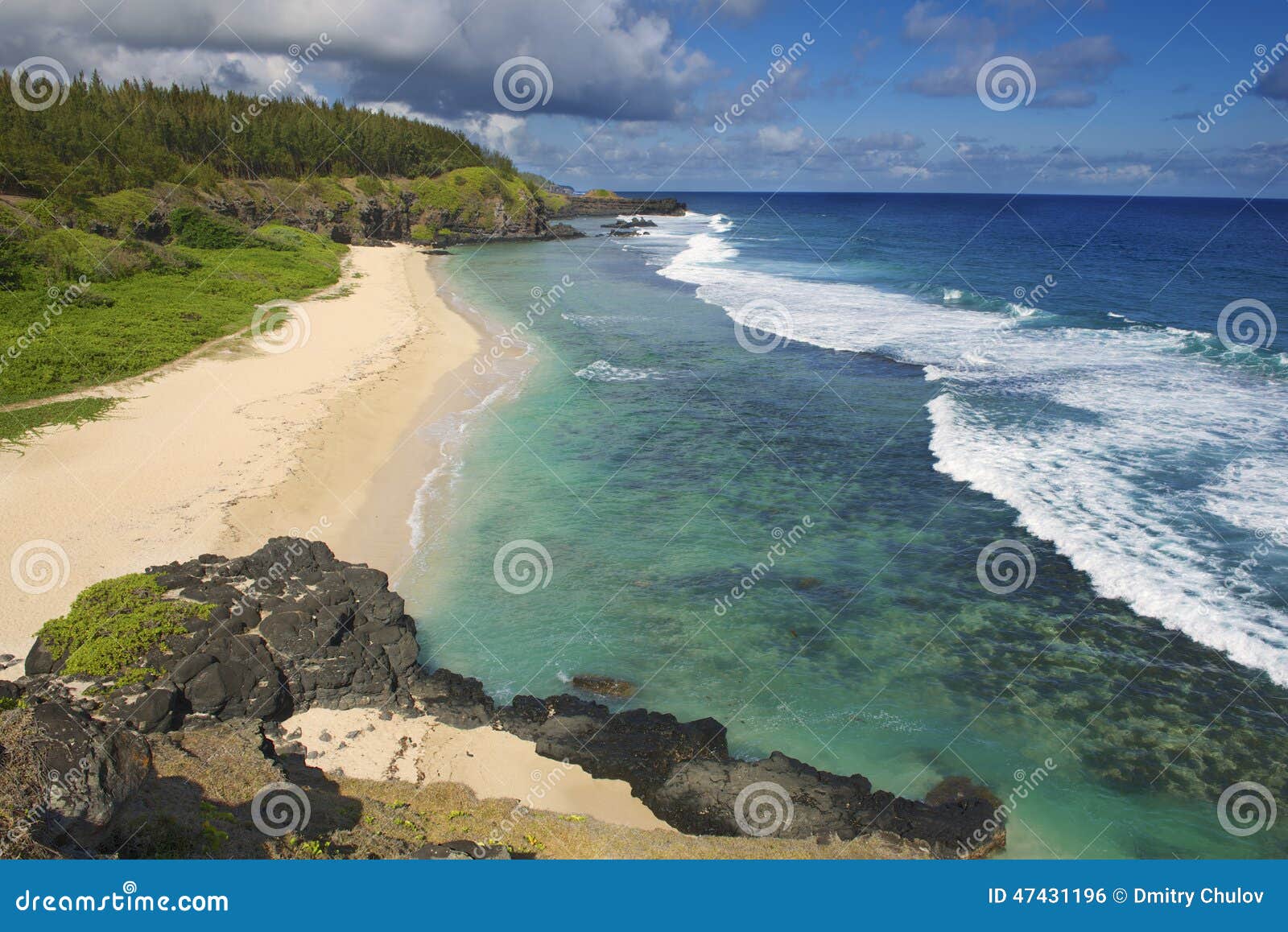 view to the gris-gris sandy beach, mauritius.