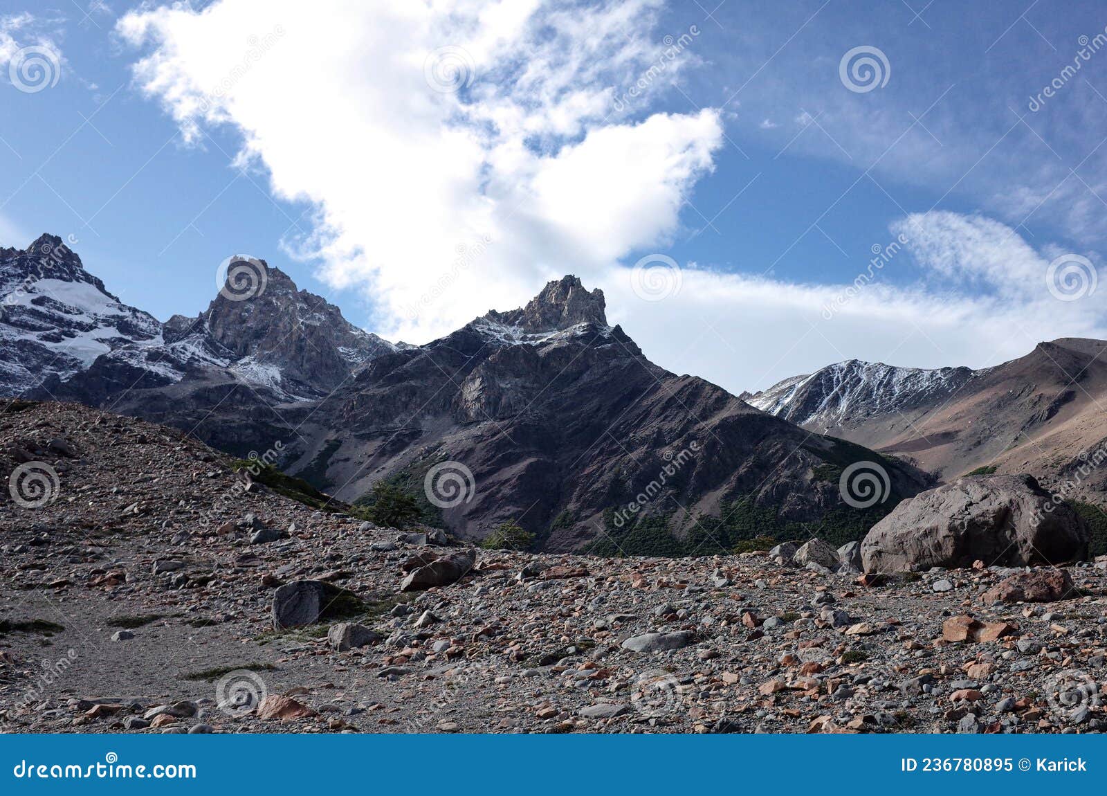 View To Mountain Cerro Nire Not Far from Lake Laguna Torre. Mount ...