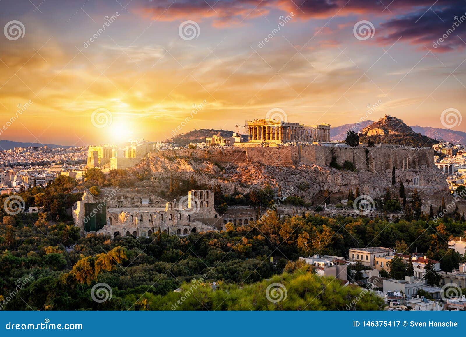 view to the parthenon temple at the acropolis of athens, greece