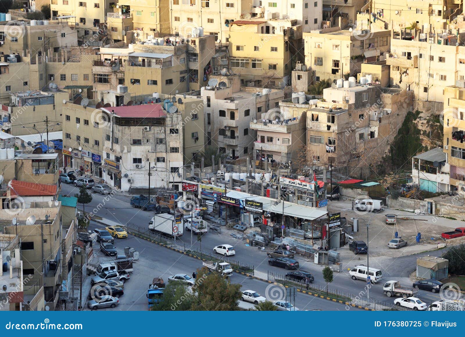 View To the Residential Area at Sunset of the City Amman, Editorial Image - Image of district, asia: 176380725