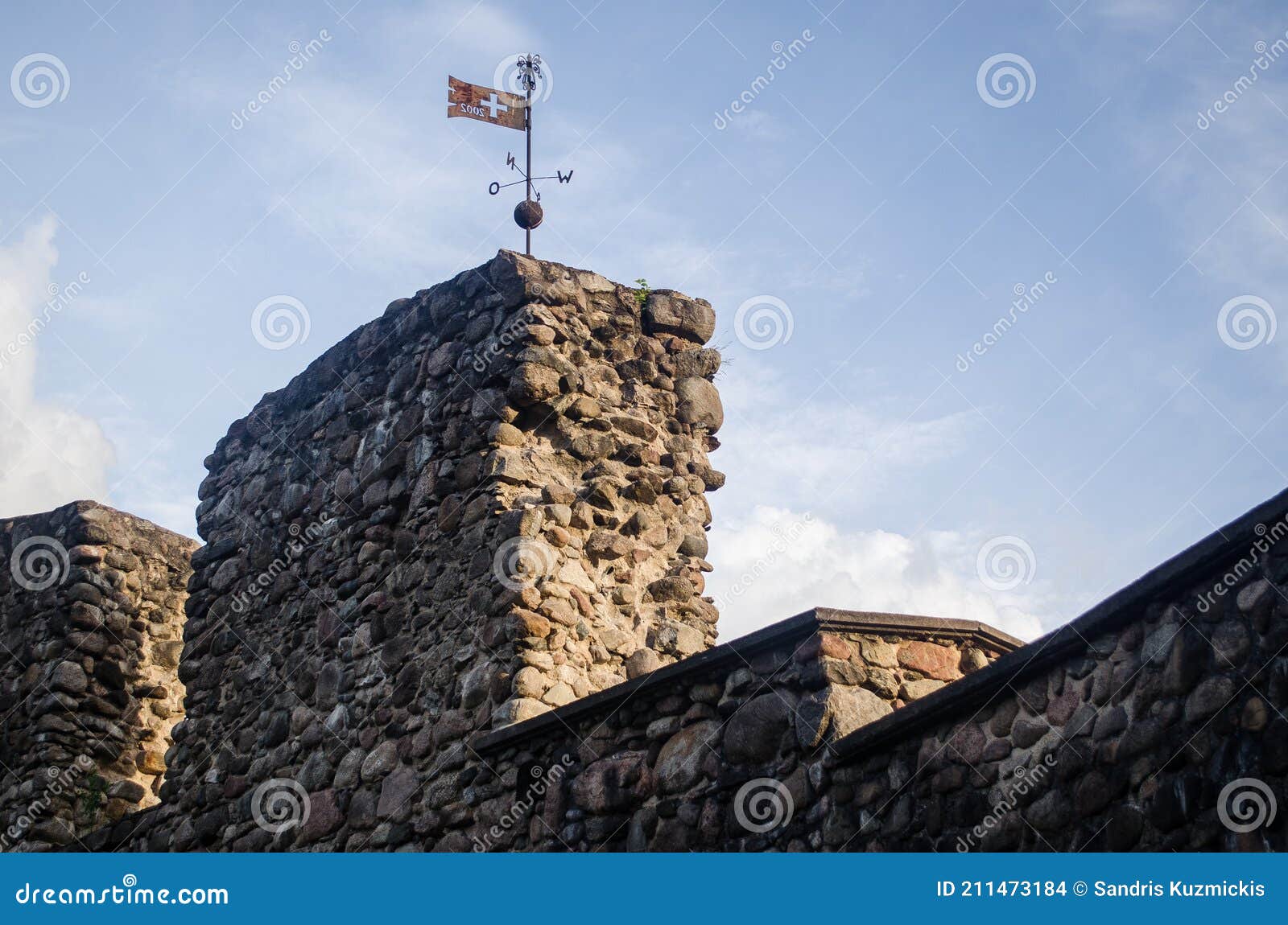 view to the ruins of medieval castle in valmiera