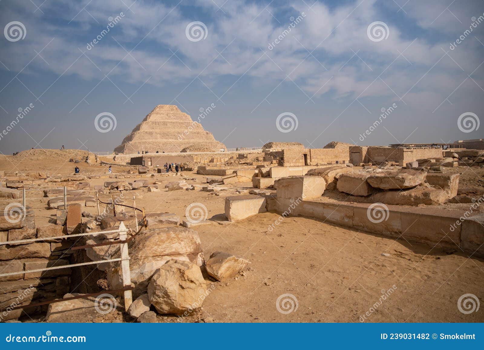 view to step pyramid of djoser in saqqara from pyramid of unas, an archeological remain in the saqqara necropolis, egypt