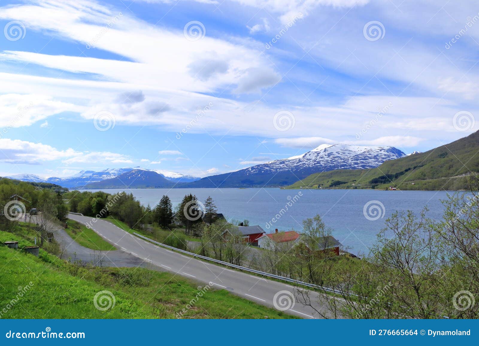 view to the tjelsund fjord from from the tjelsund bridge