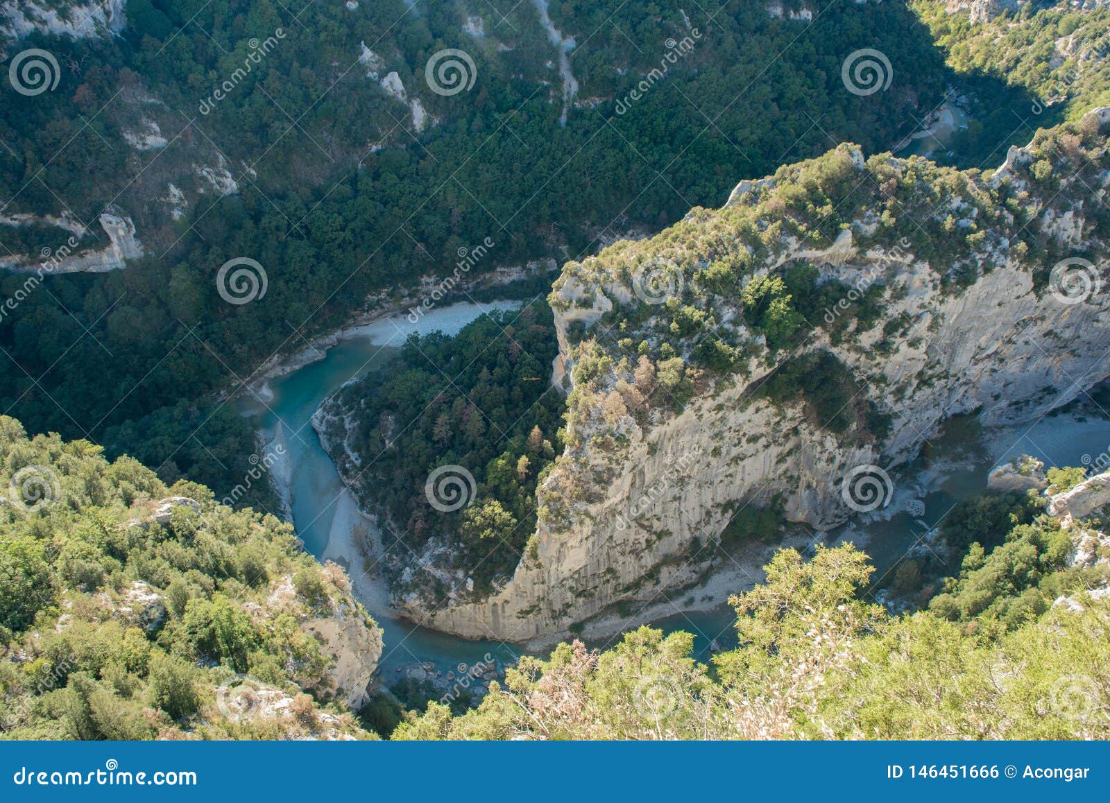 view to verdon river from the mescla balconies, france