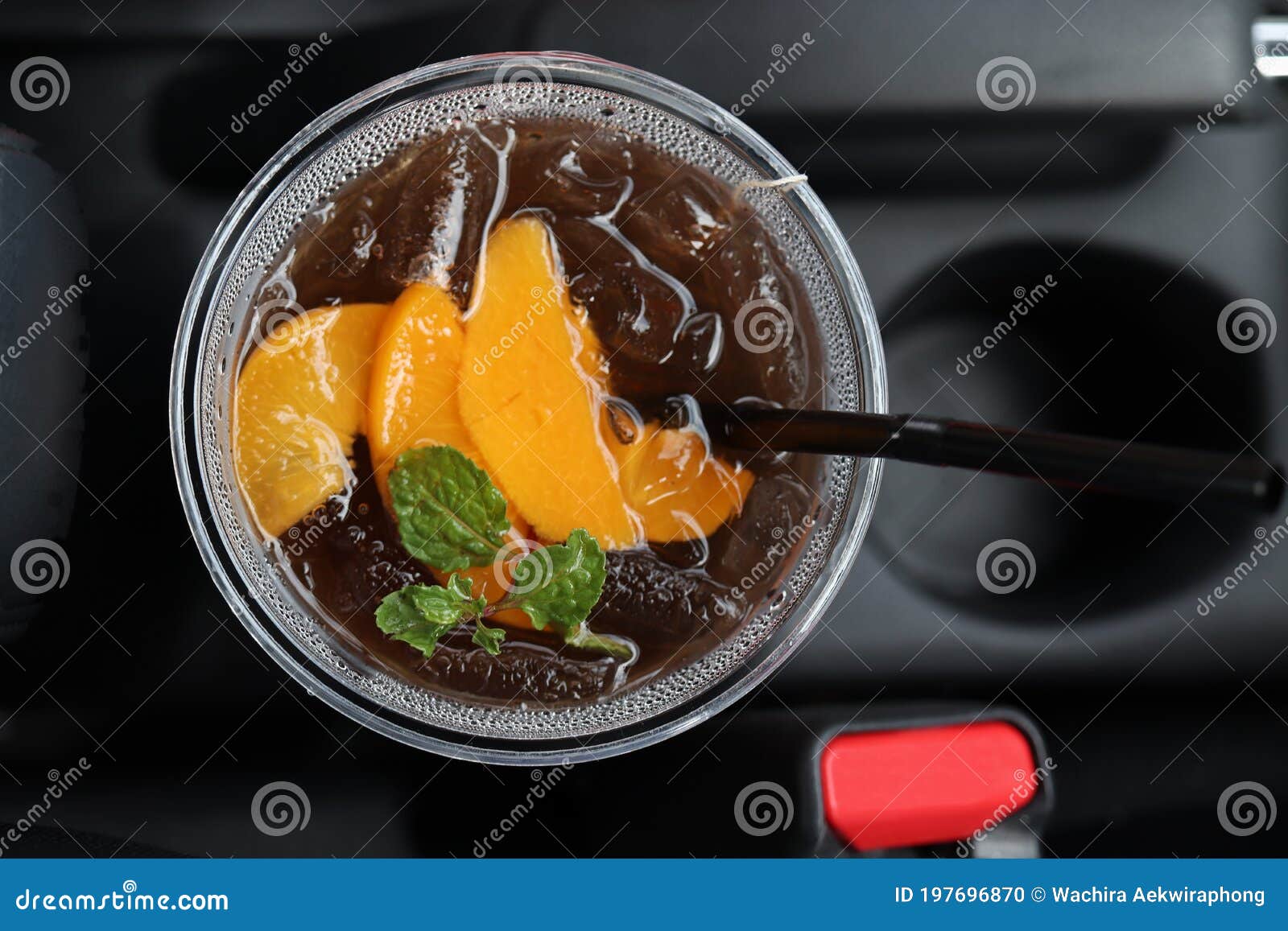 View Top of Melon Iced Tea in Car Cup Holder Stock Photo Image of passenger, cafe 197696870