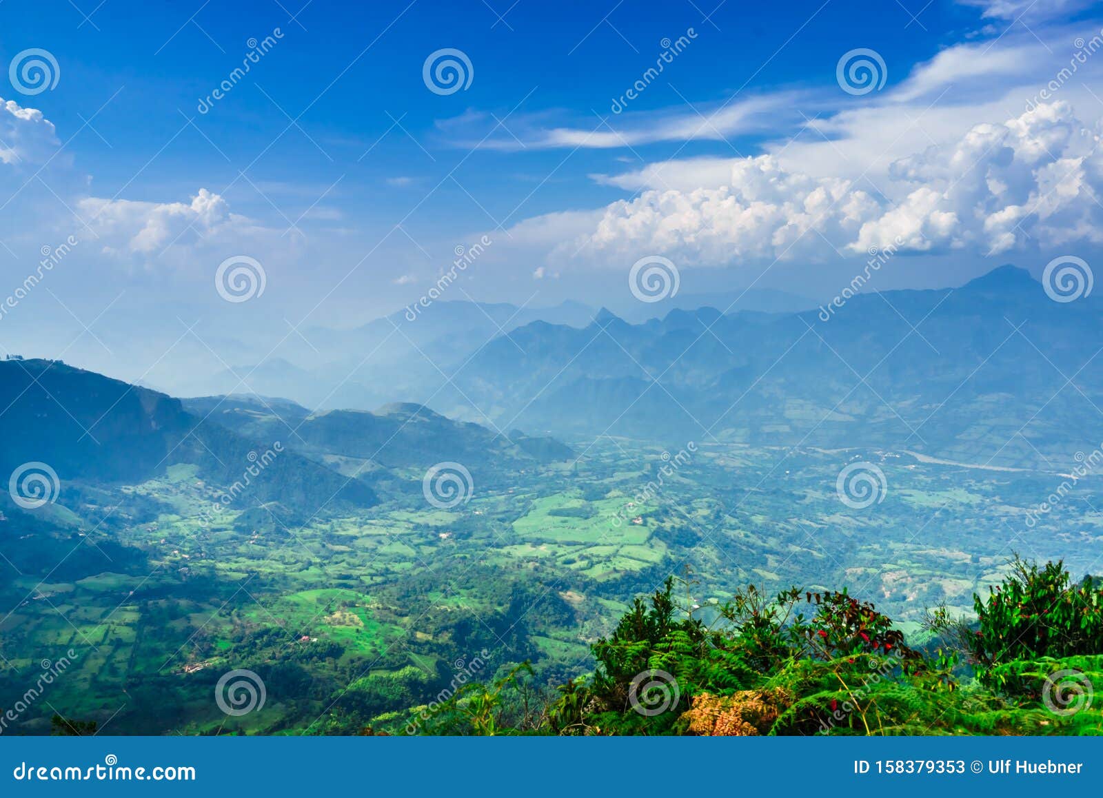 view from top of mountain las nubes next to the village of jerico, colombia