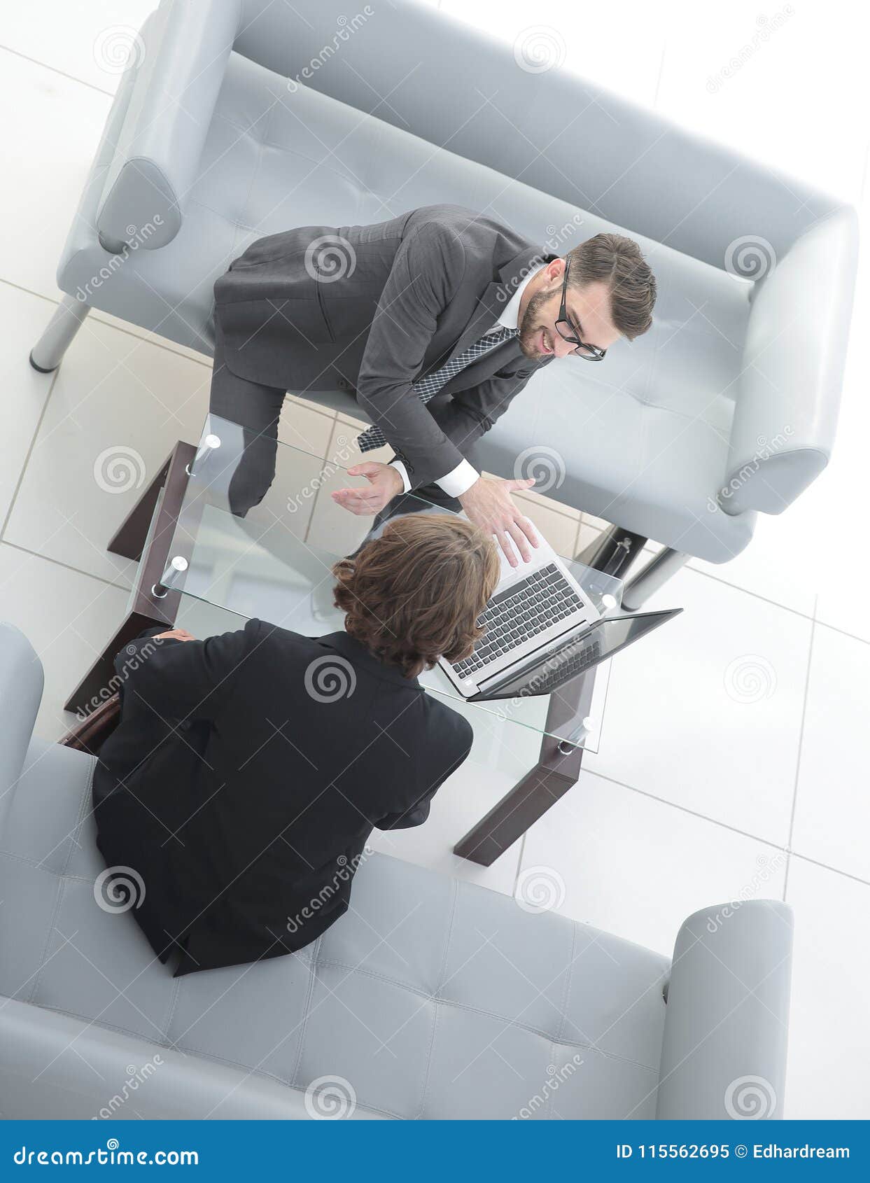 Two Businessmen Discussing Tasks Sitting At Office Table Stock Image Image Of Manager Office