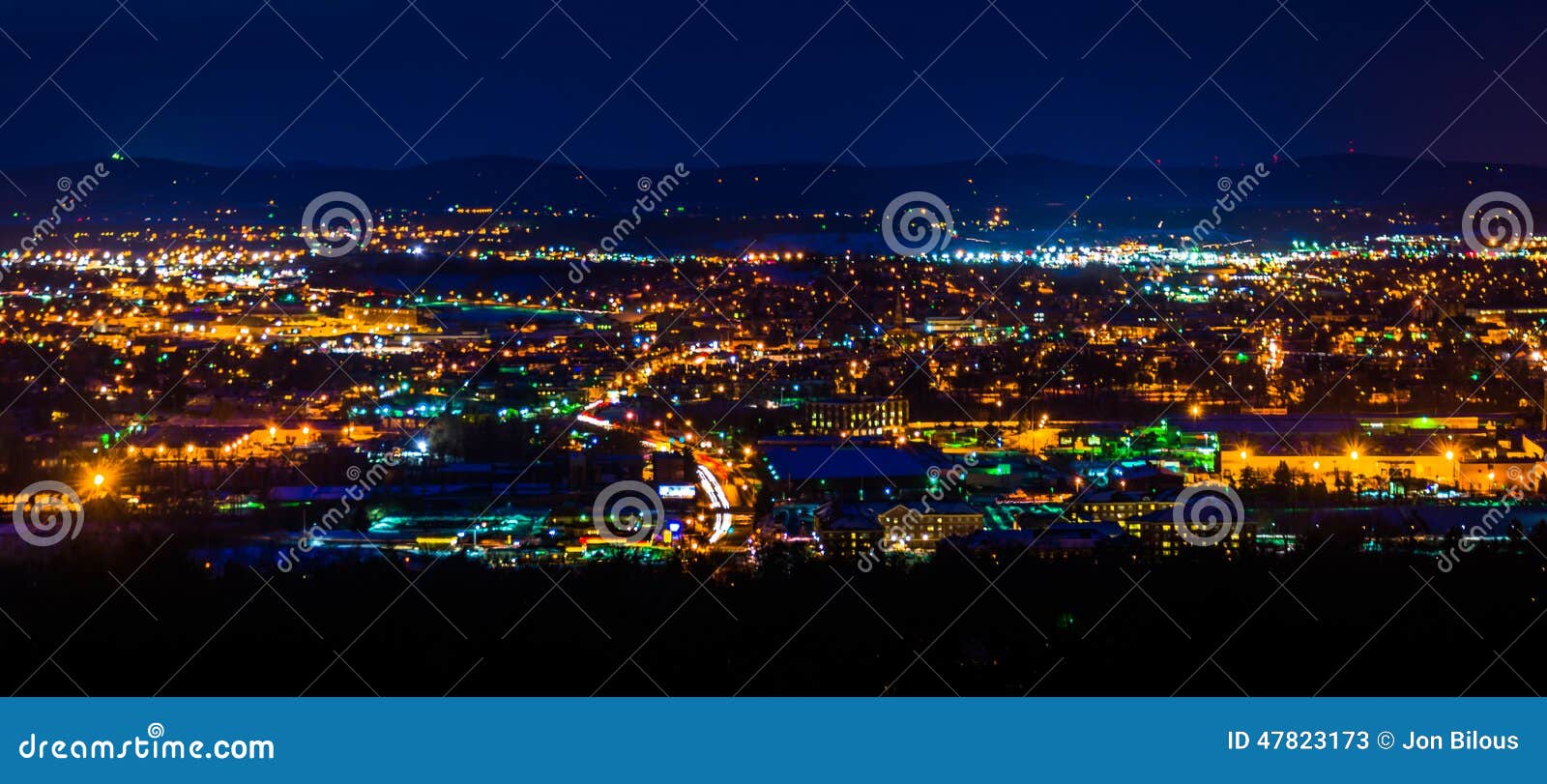 View from Top of the World at Night, in York, Pennsylvania. Stock Image