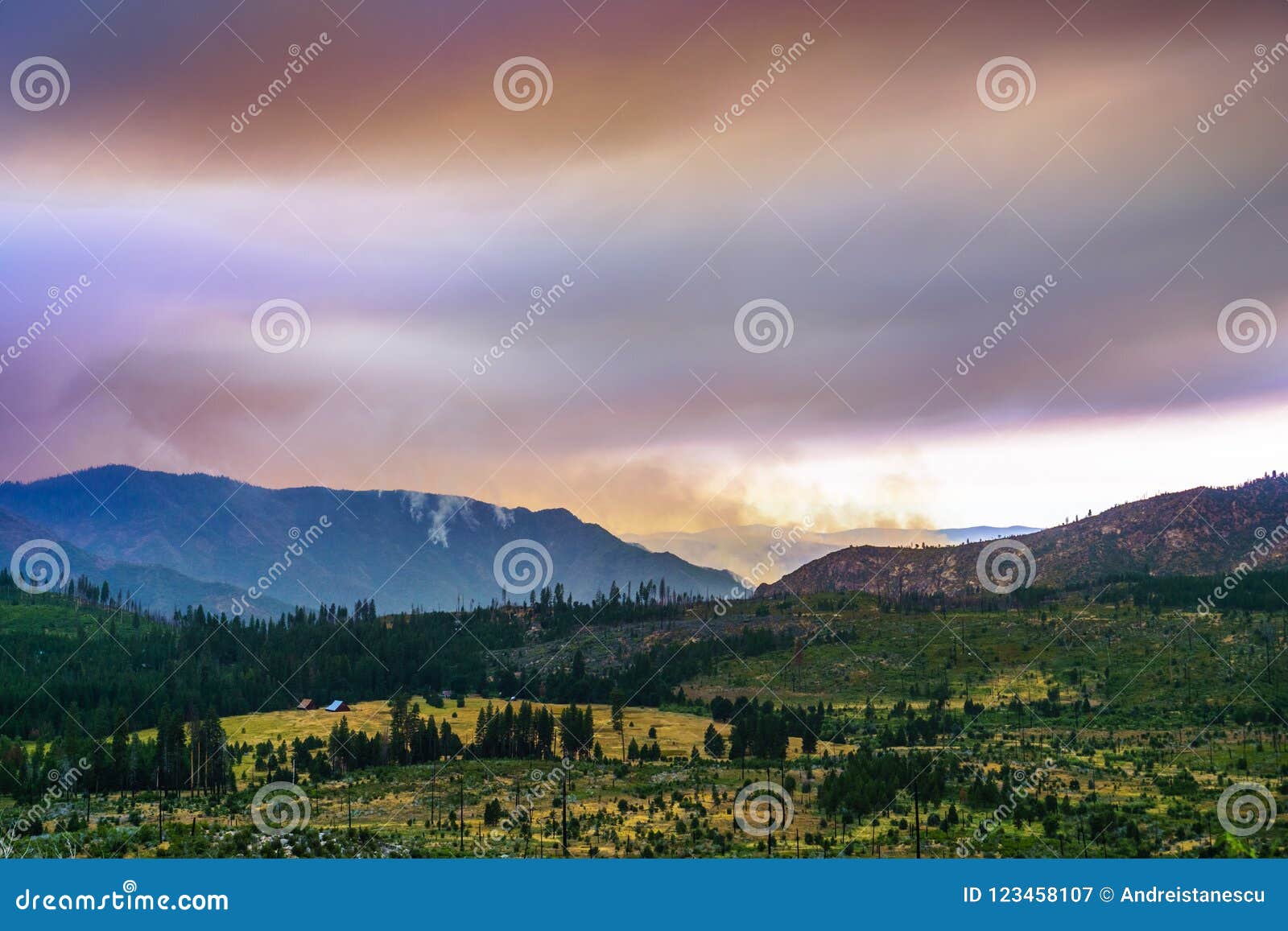 view towards ferguson fire burning just outside yosemite national park