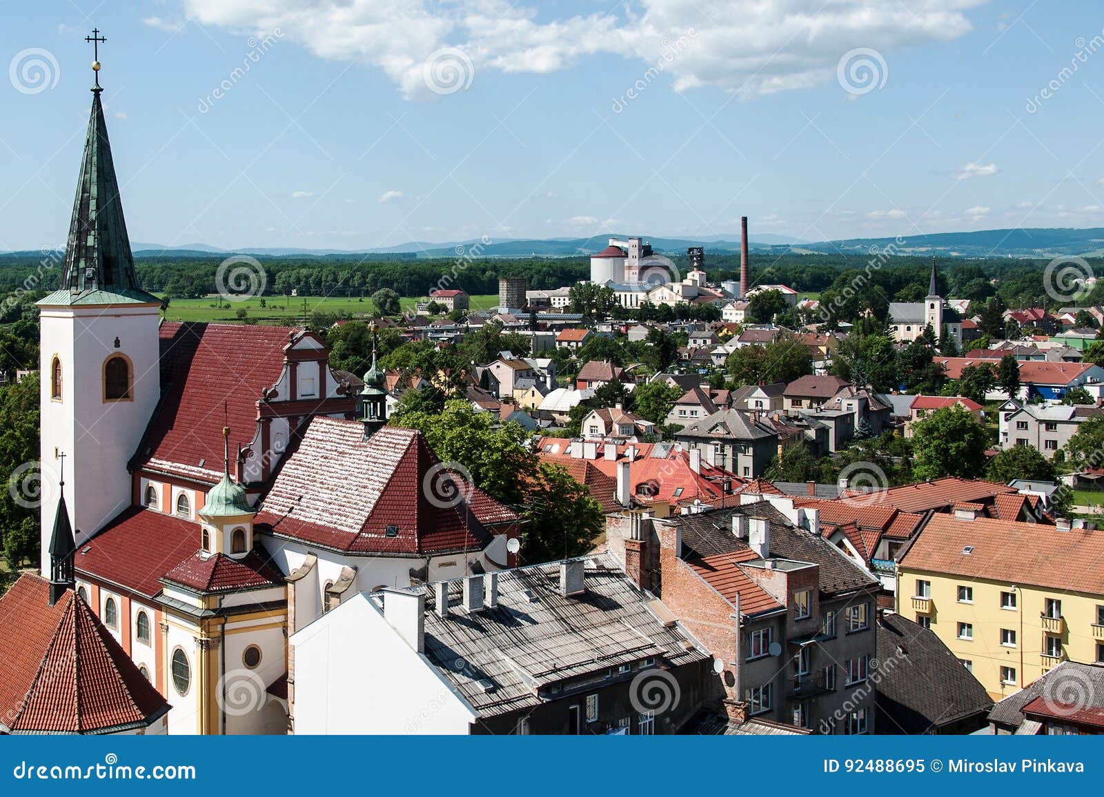 view of the town litovel from the town hall tower