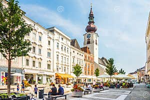 View At The Town Place Of Wels Austria Editorial Stock Photo Image 
