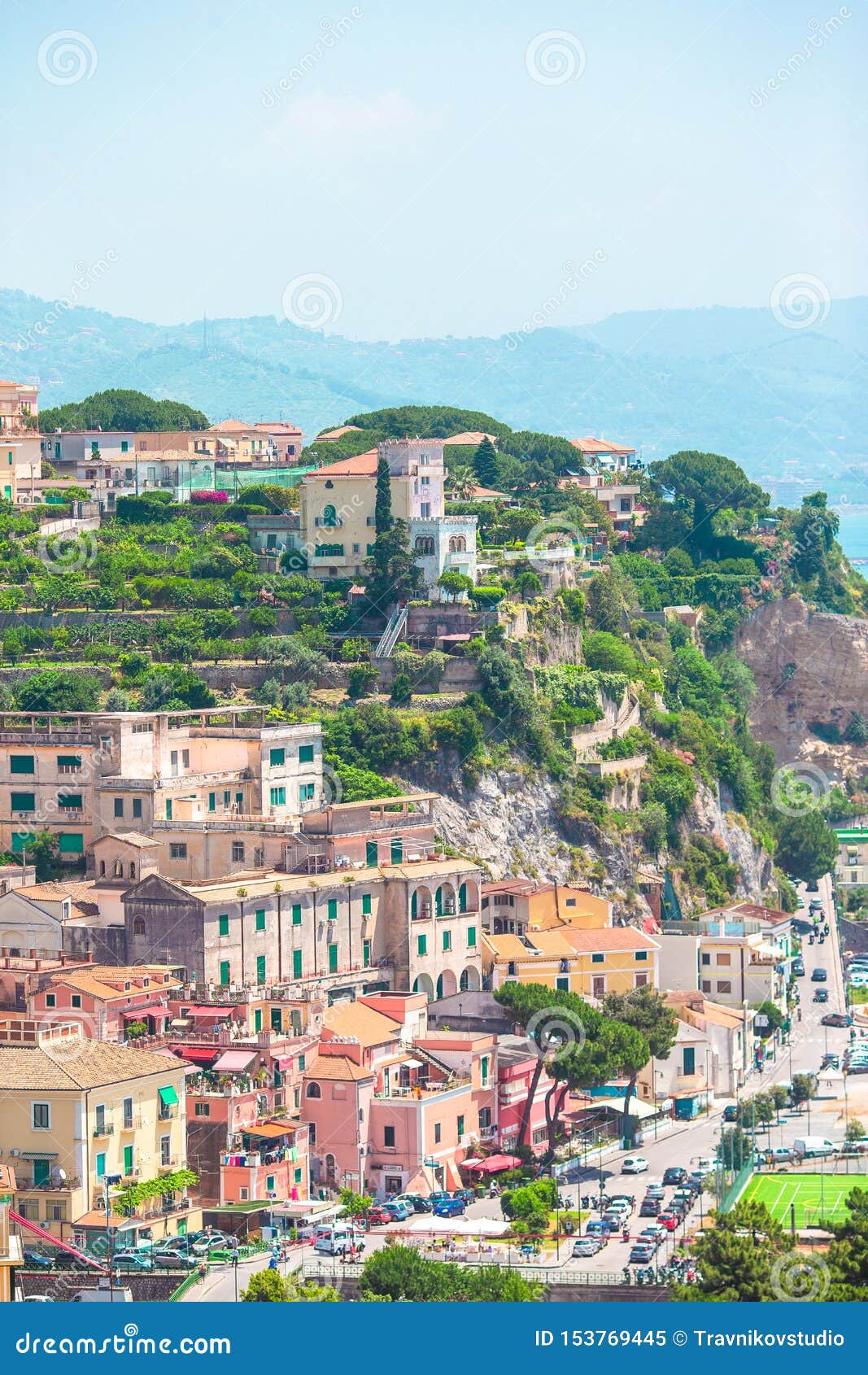 View of the Town of Positano with Flowers Stock Image - Image of ...