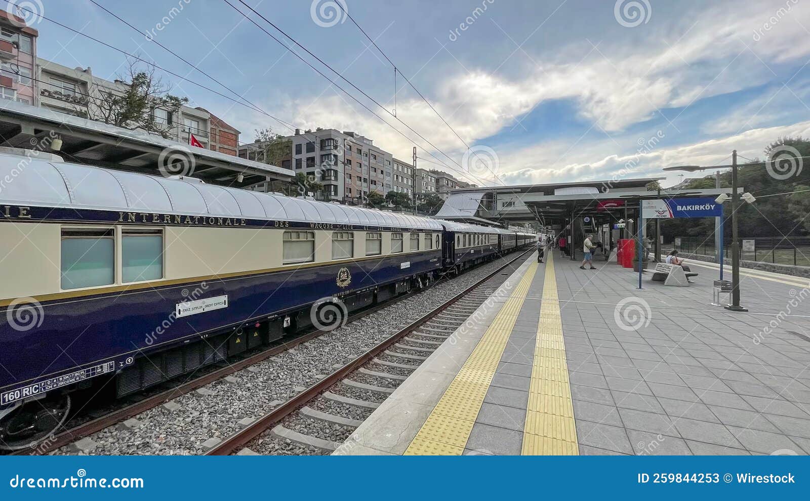 View of a Train Station with Venice Simplon Orient Express Train on the
