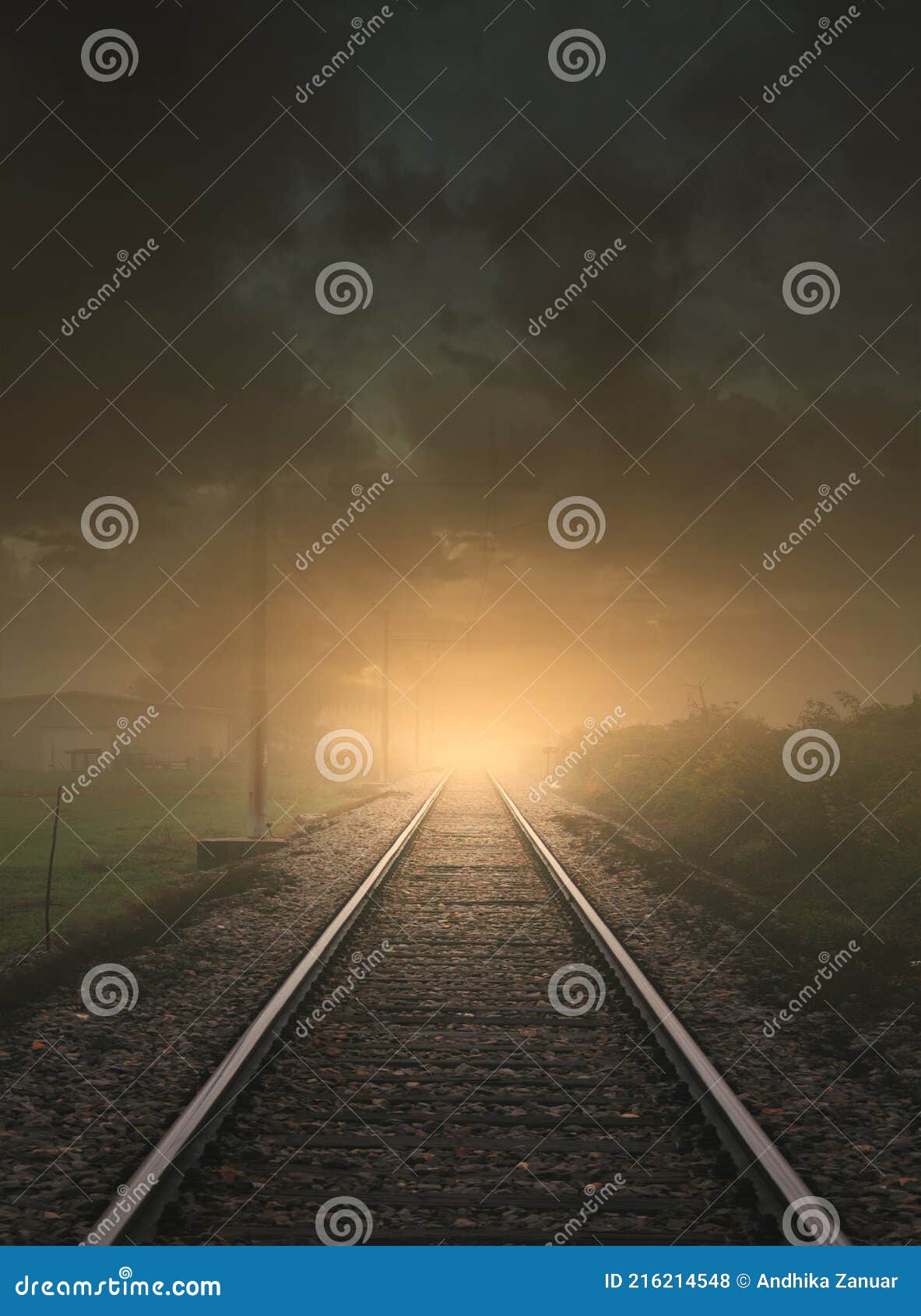 View of the Train Tracks Towards the Bright Light Stock Photo - Image of  cute, beautiful: 216214548
