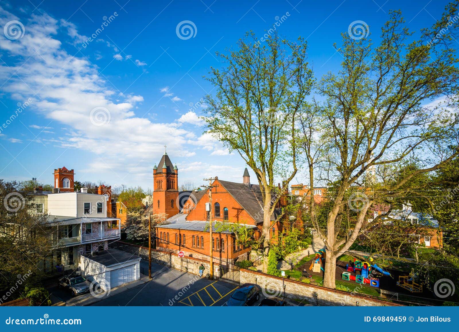 View of Trees and Buildings in Frederick, Maryland. Stock Image Image