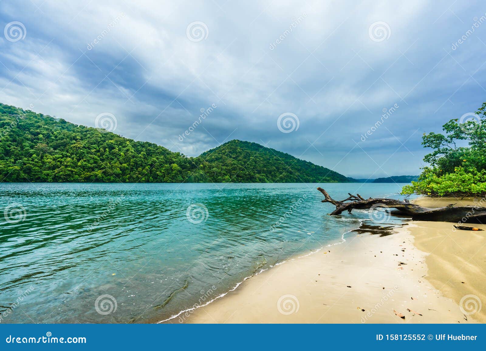 view on tropical beach in national park natural utria next to nuqui, colombia