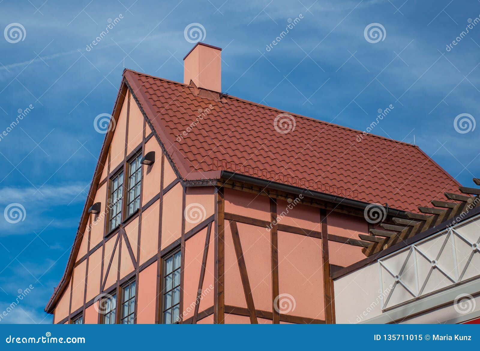 A View of Typical Vintage House with Tile Roof Stock Image Image of