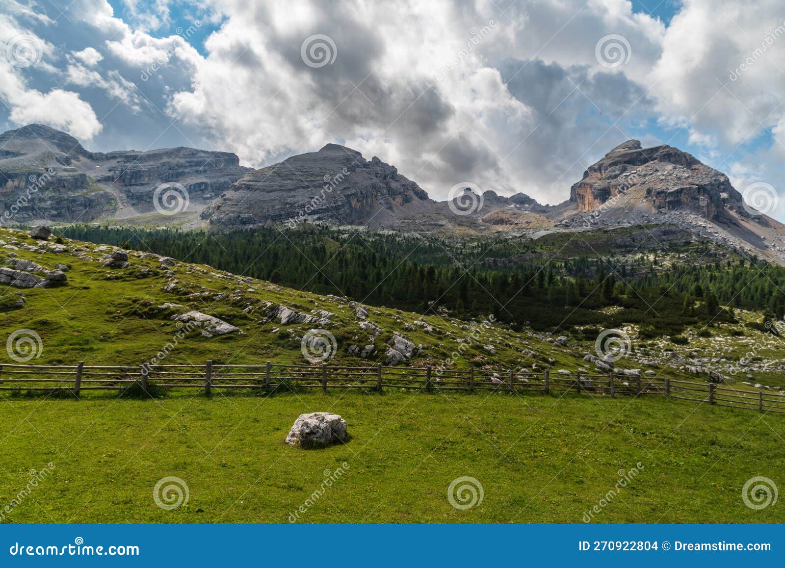 view from ucia fanes in higher part of fanes valley in the dolomites