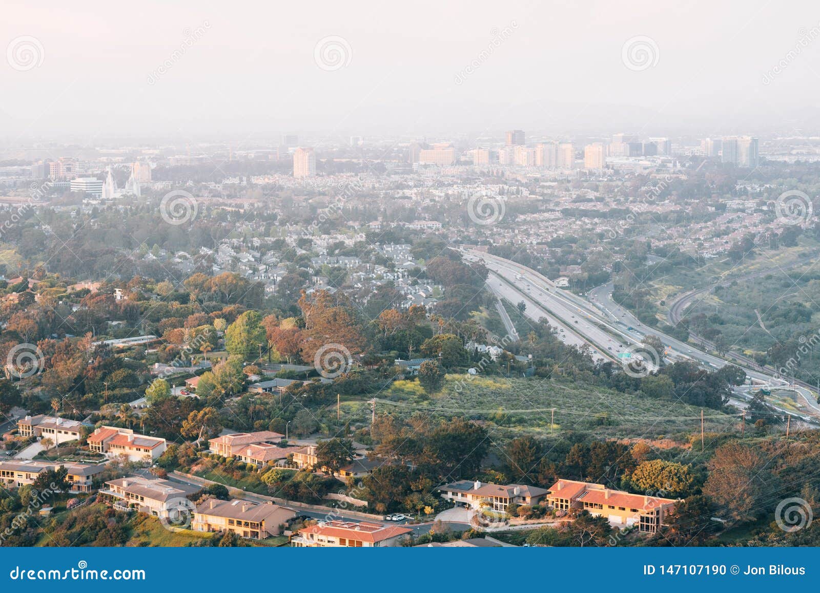 view of university city, from mount soledad in la jolla, san diego, california