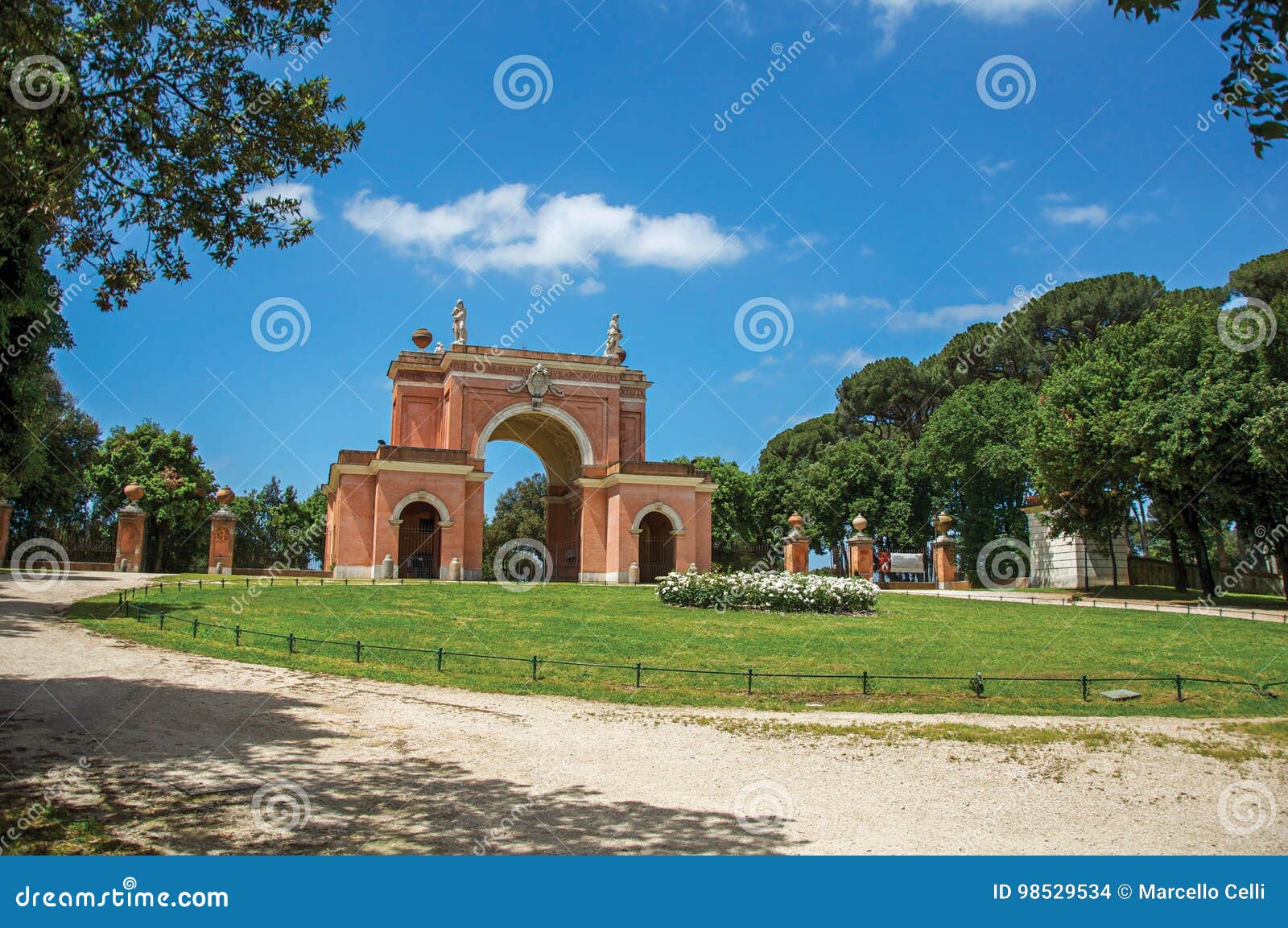 View of the Unusual Facade of Theater in the Villa Pamphili Park on a ...