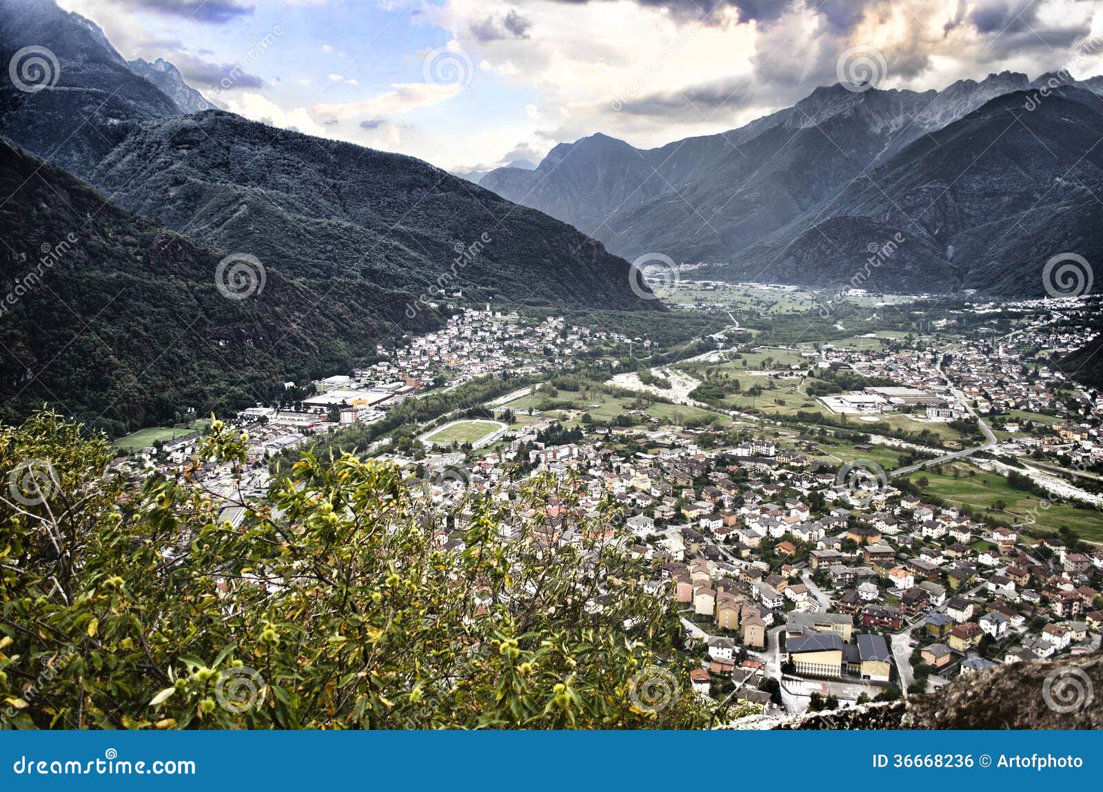 view of valchiavenna valley, in northern italy