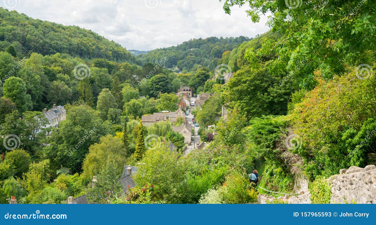 view of the village of chalford, stroud, the cotswolds, gloucestershire, united kingdom
