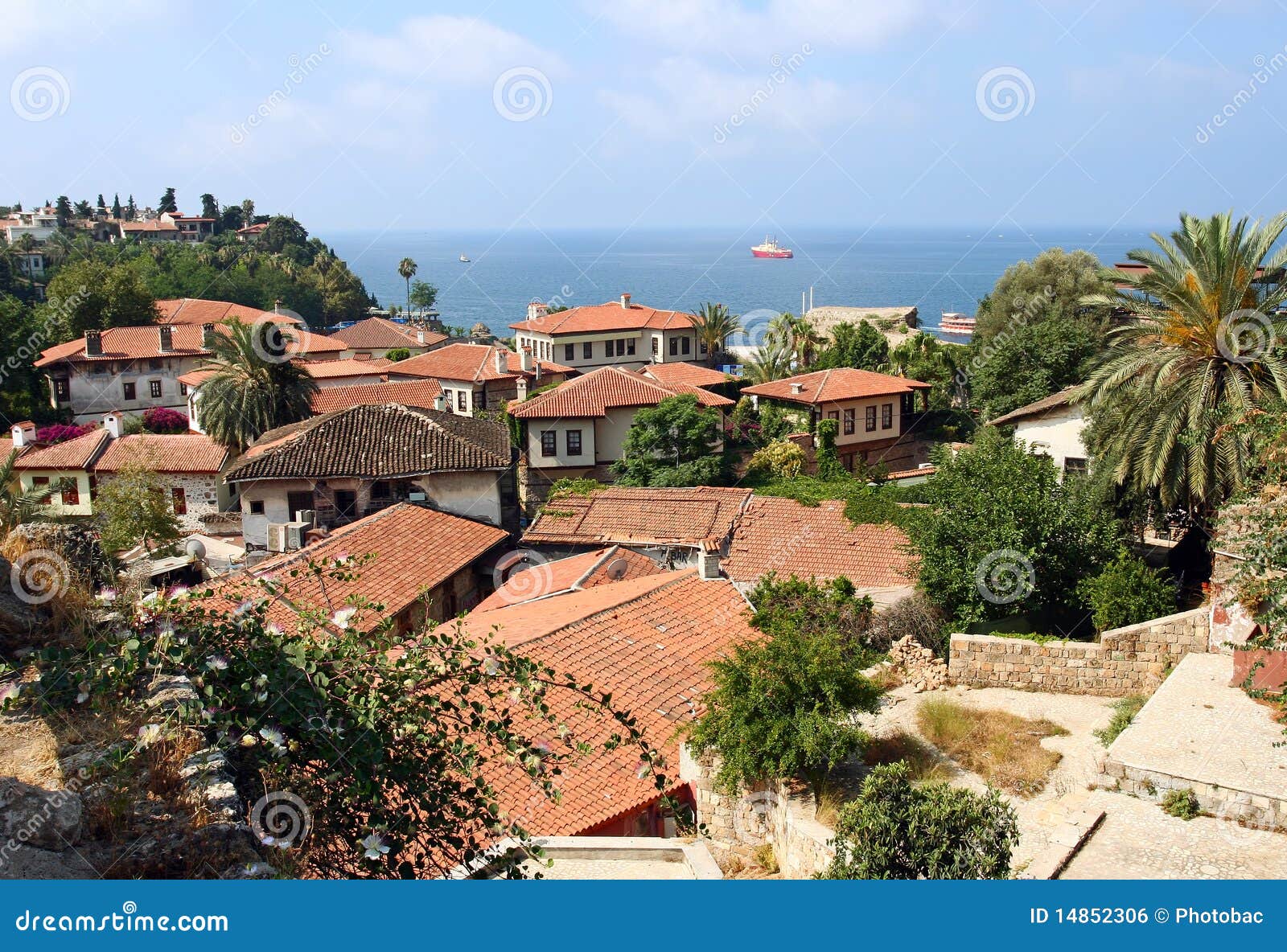 View of Village on Mediterranean Coast, Turkey Stock Photo Image of