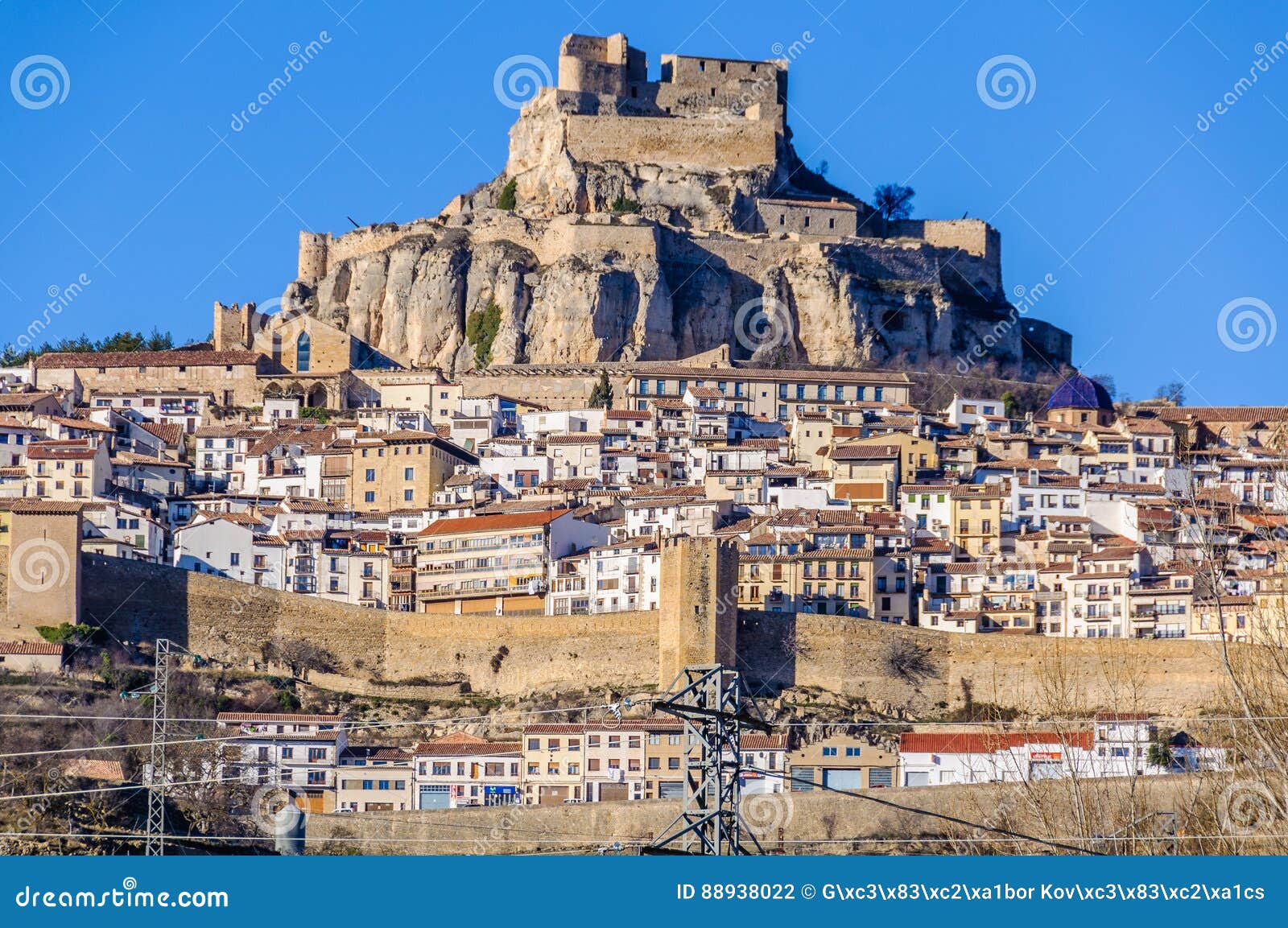 View of the Village of Morella, Spain Editorial Photography Image of