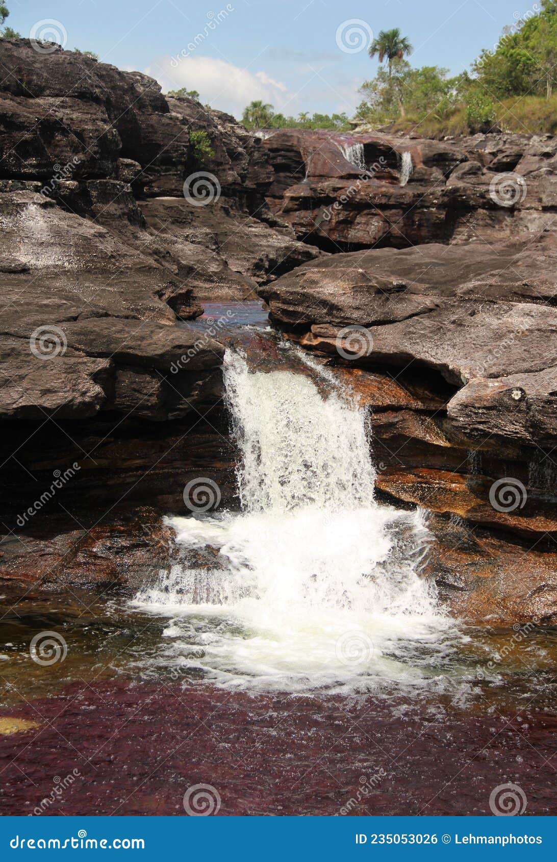 cano cristales waterfall rocky drop