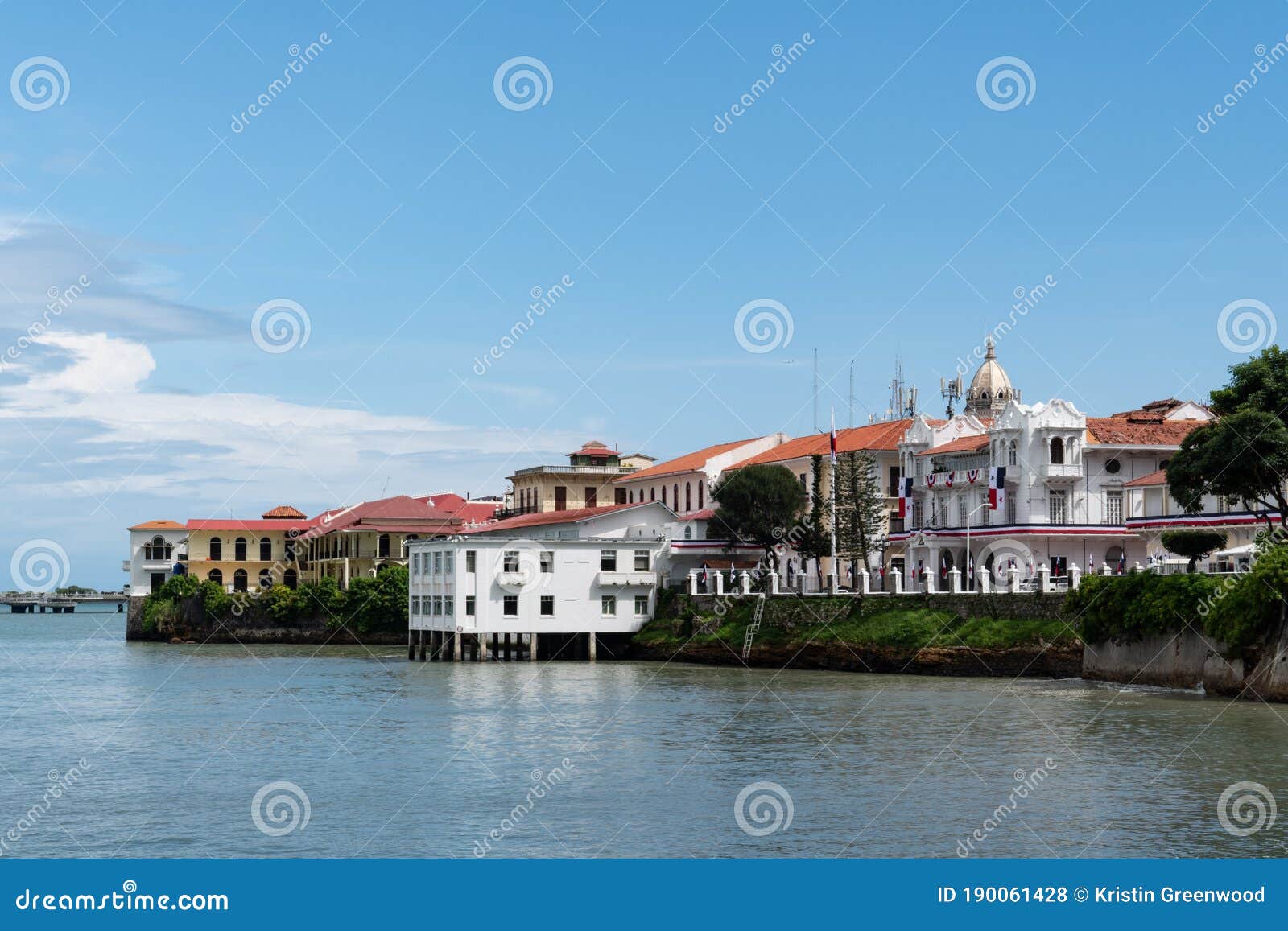 view of waterfront and buildings in casco antiguo in panama city
