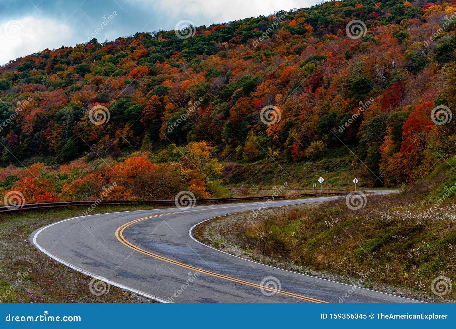 Winding, Curvy Scenic Highway Autumn / Fall Colors Appalachian