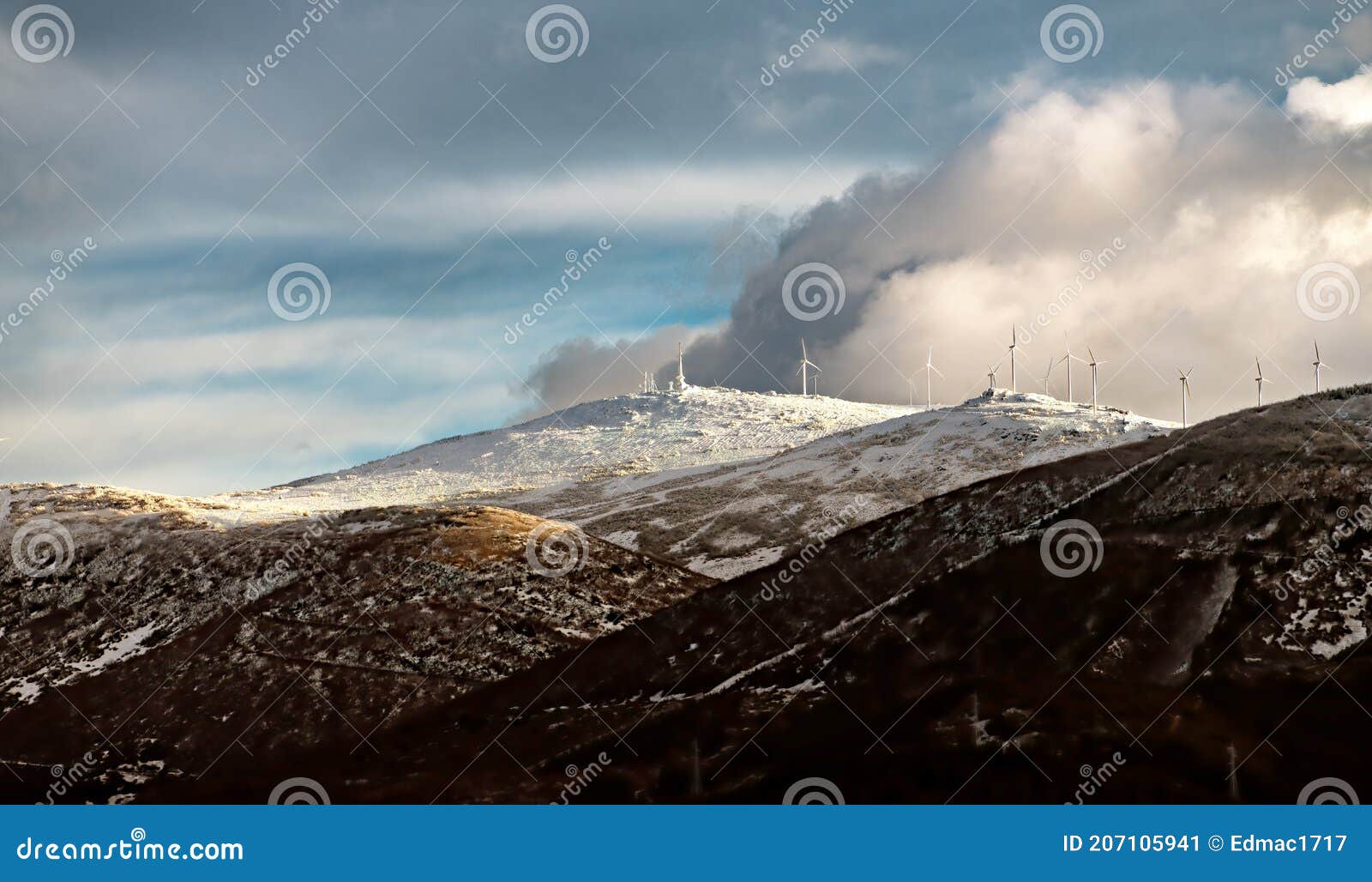 view winter landscape with windmills at aeolic park